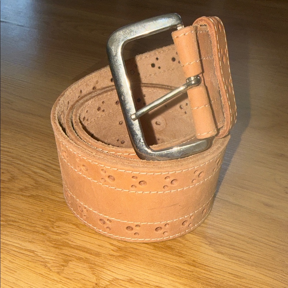 Omega Tan Leather Belt with Silver Buckle